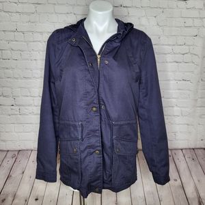 Miss London Black Label Navy Blue Hooded Jacket Size L